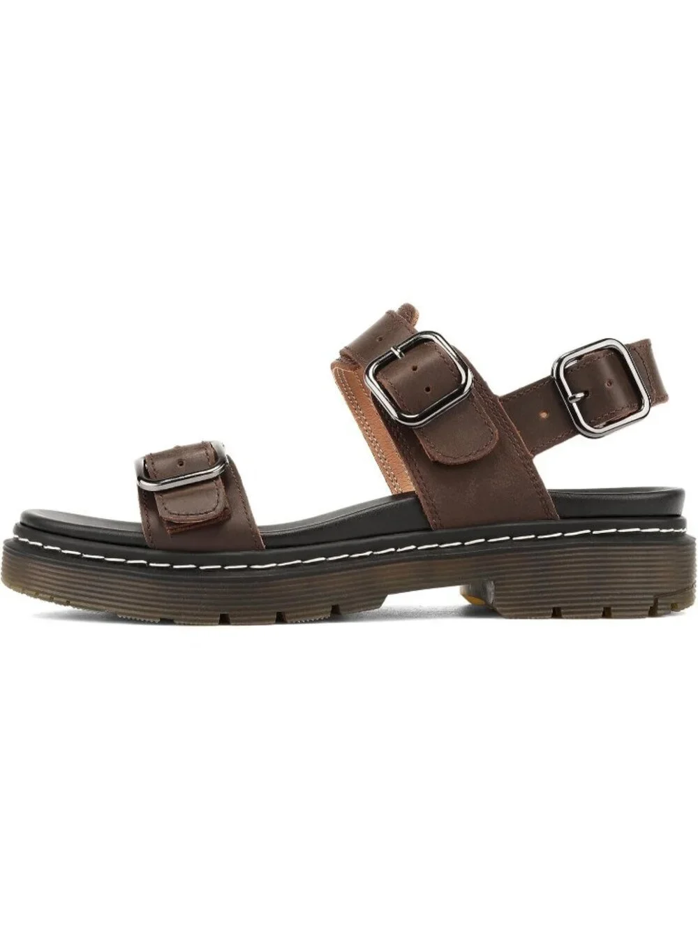 Womens Coffee Brown Adjustable Double Strap Chunky Footbed Platform Sandal Shoes